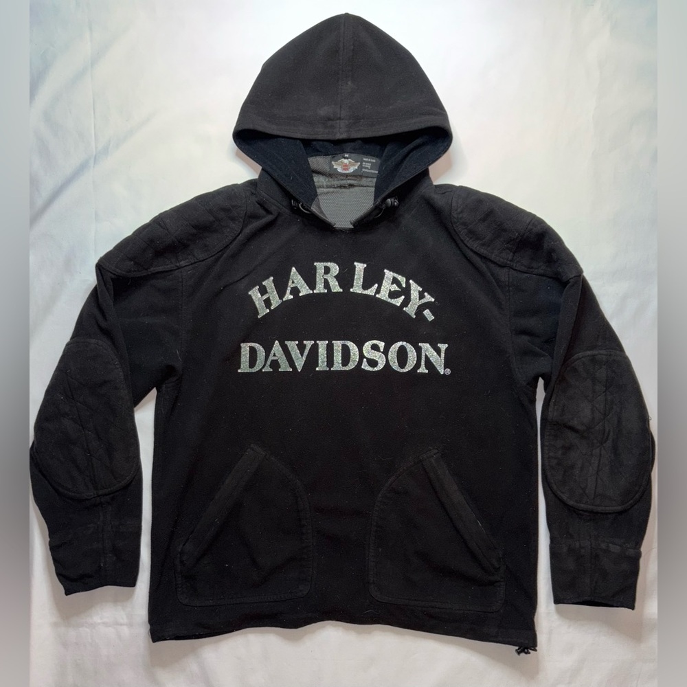 Harley Davidson Size M Vintage Black & Green Padded Motorcycle Riding Jacket